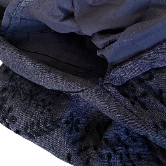 Maine New England Navy Blue Sleeveless Eyelet Lace Crochet Trim Midi Dress Sz 10 - Picture 10 of 14